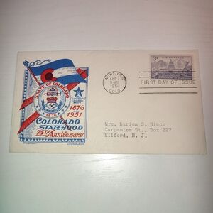 1951 Colorado Statehood 75th Anniversary First Day Cover Stamps Vintage